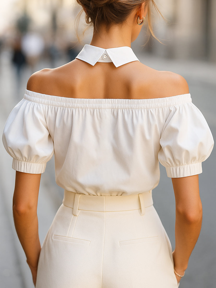Elegant V-Neck Wrap Top with Bold Ruffle Sleeves