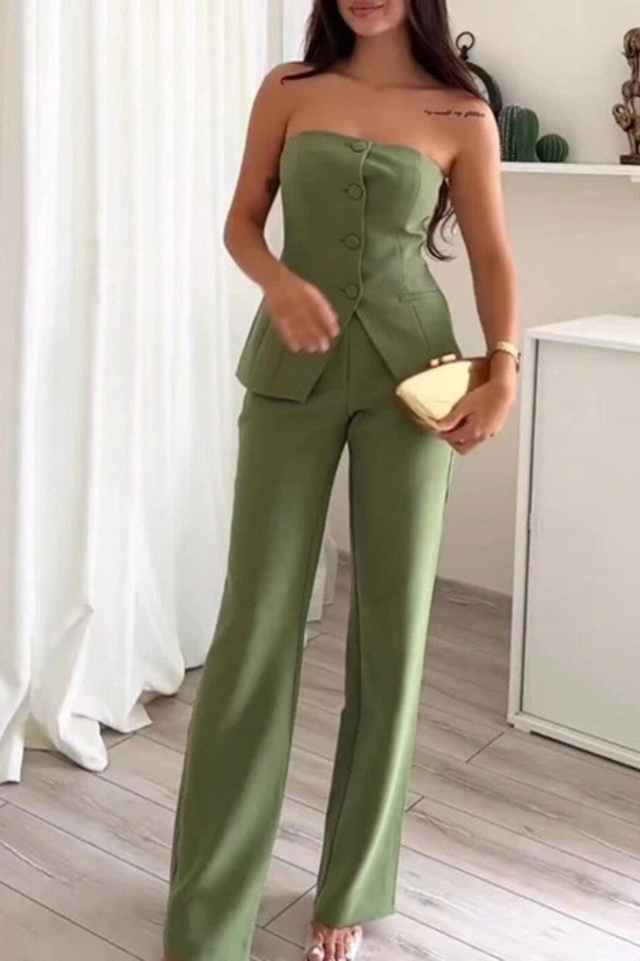 BRIA - Strapless Cropped Top and High-Waisted Skirt Set