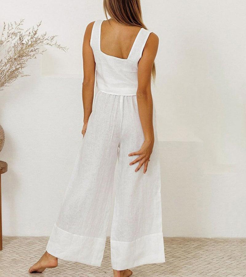 Emma - Sleek Crop Top and Flowing Palazzo Pants Ensemble