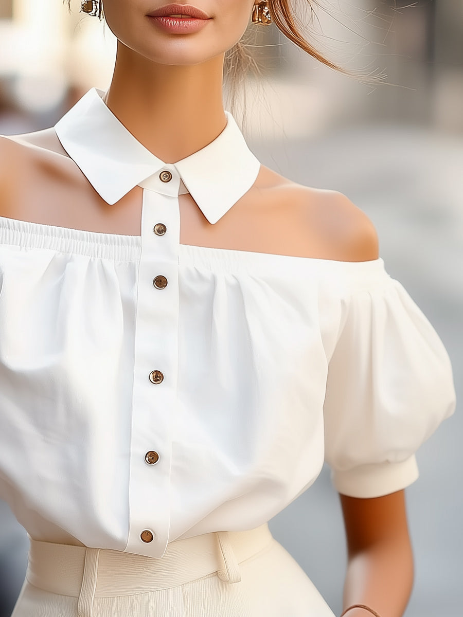 Elegant V-Neck Wrap Top with Bold Ruffle Sleeves