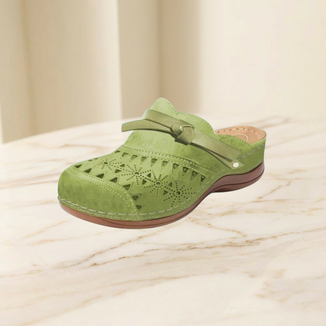 Isabella - Cutout Bow Detail Flat Mules