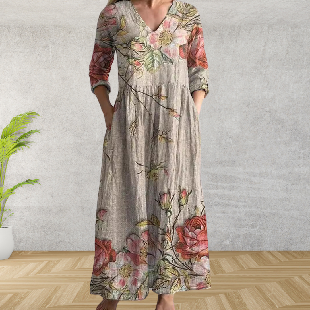Serena™ | Chic Botanical Midi Dress