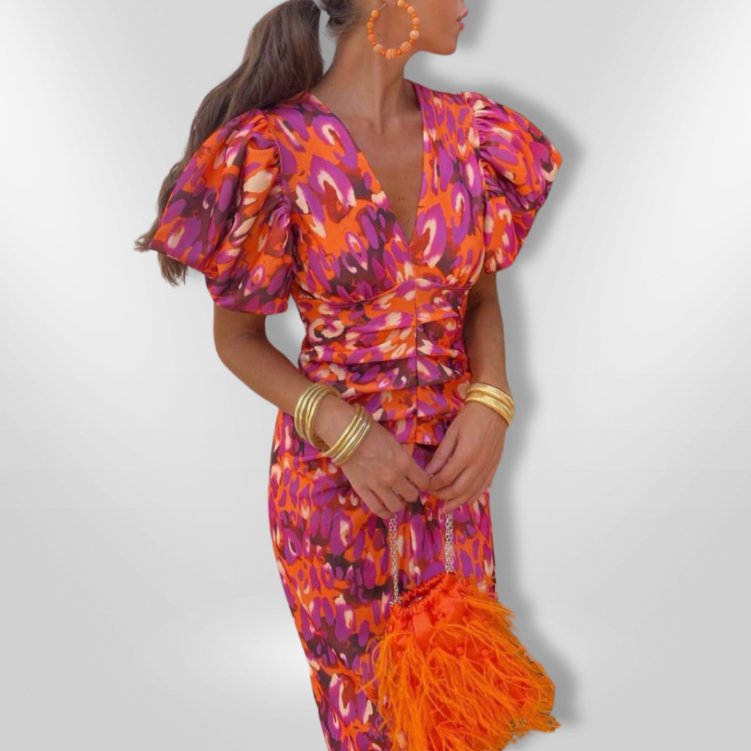 Oranit™ | Vibrant Print A-Line Dress