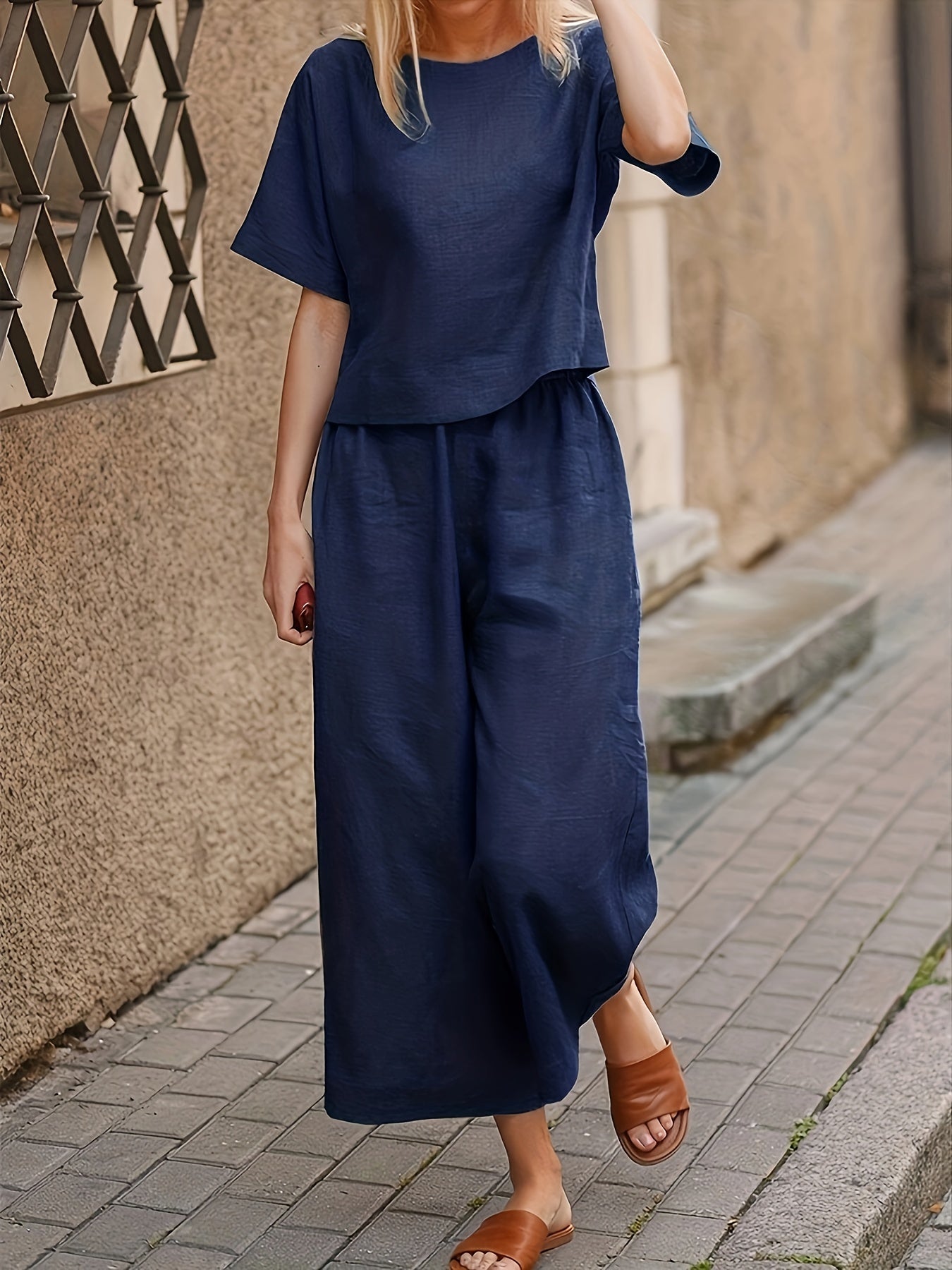 Camille | Cotton-Blend Flared Two-Piece Ensemble