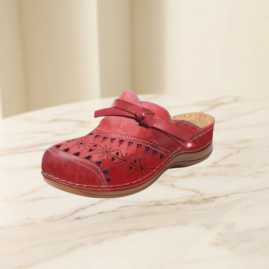 Isabella - Cutout Bow Detail Flat Mules