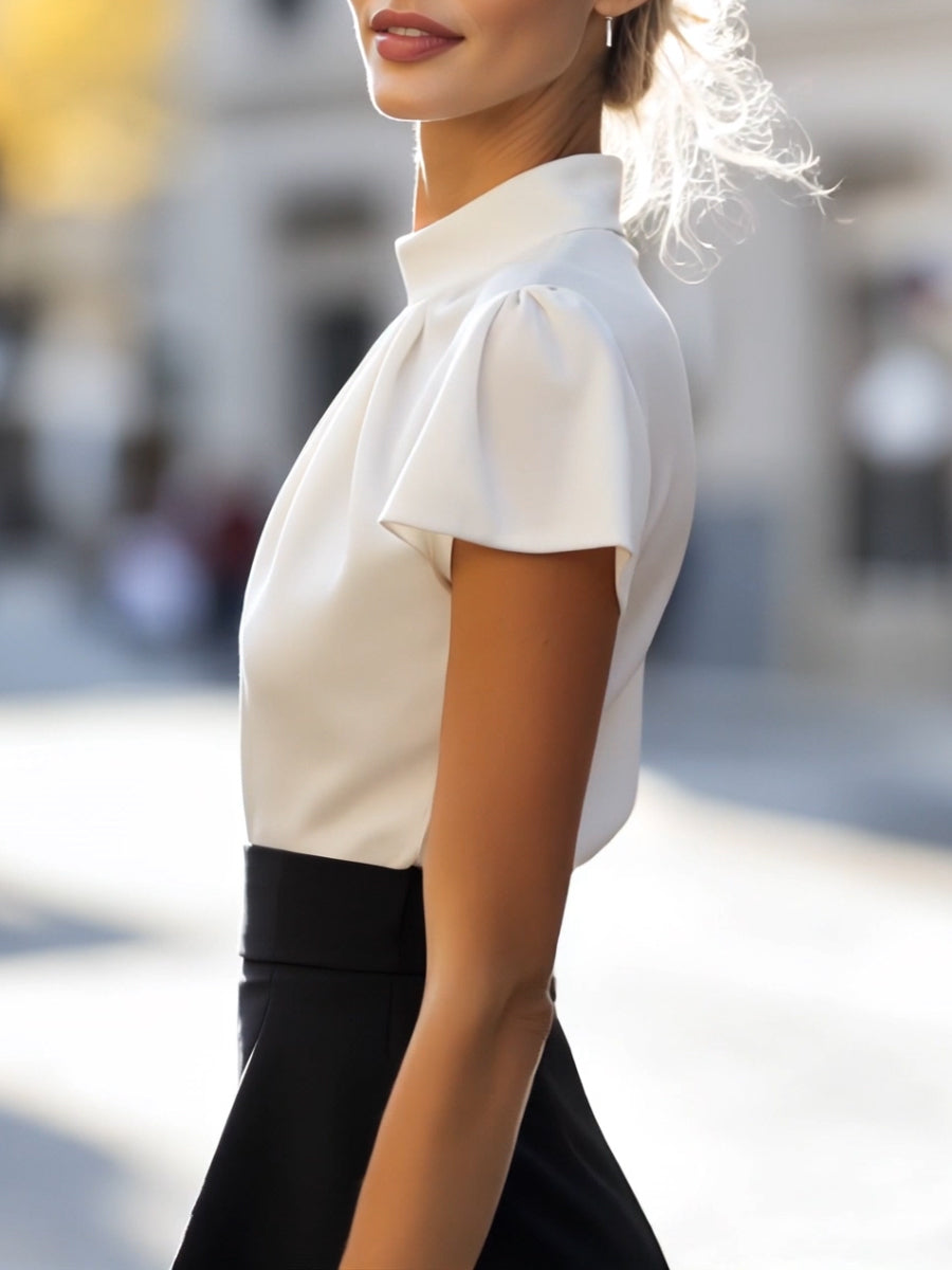 Elegant Ruffled Mock-Neck Top