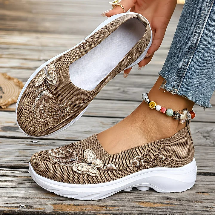 Isabella - Floral Appliqué Slip-Ons