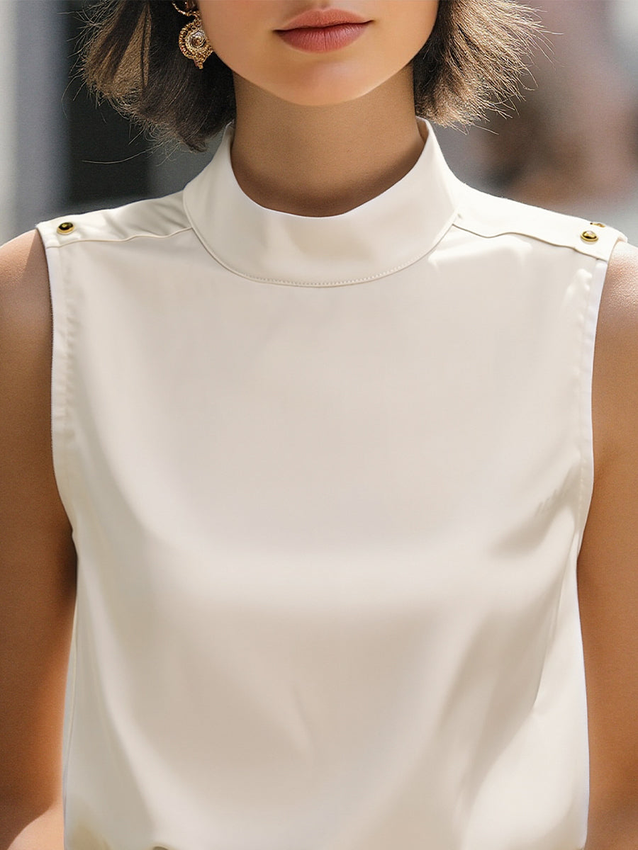 Chic Blush V-Neck Cap Sleeve Silk Top