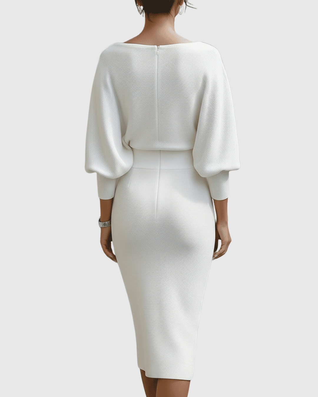 Ismeria | Ivory Flowing Batwing Midi Dress