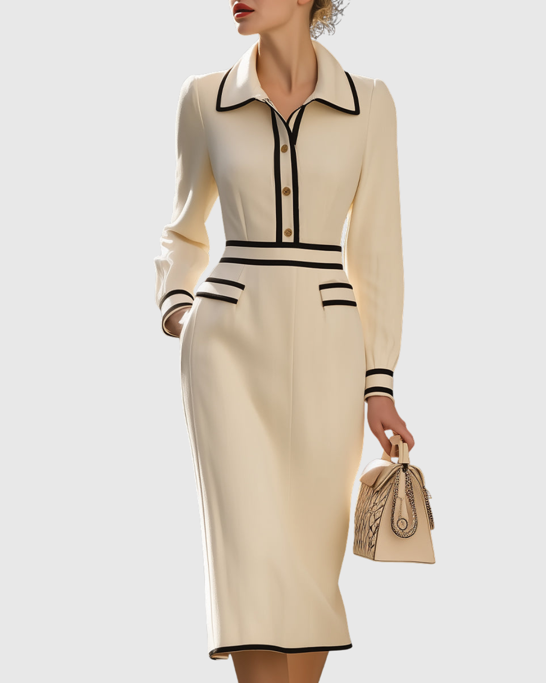Aderyn | Custom-Fit Midi Dress Featuring Button Accents