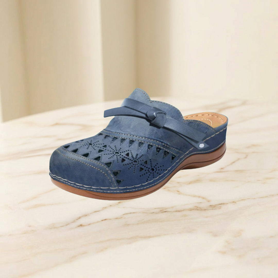 Isabella - Cutout Bow Detail Flat Mules
