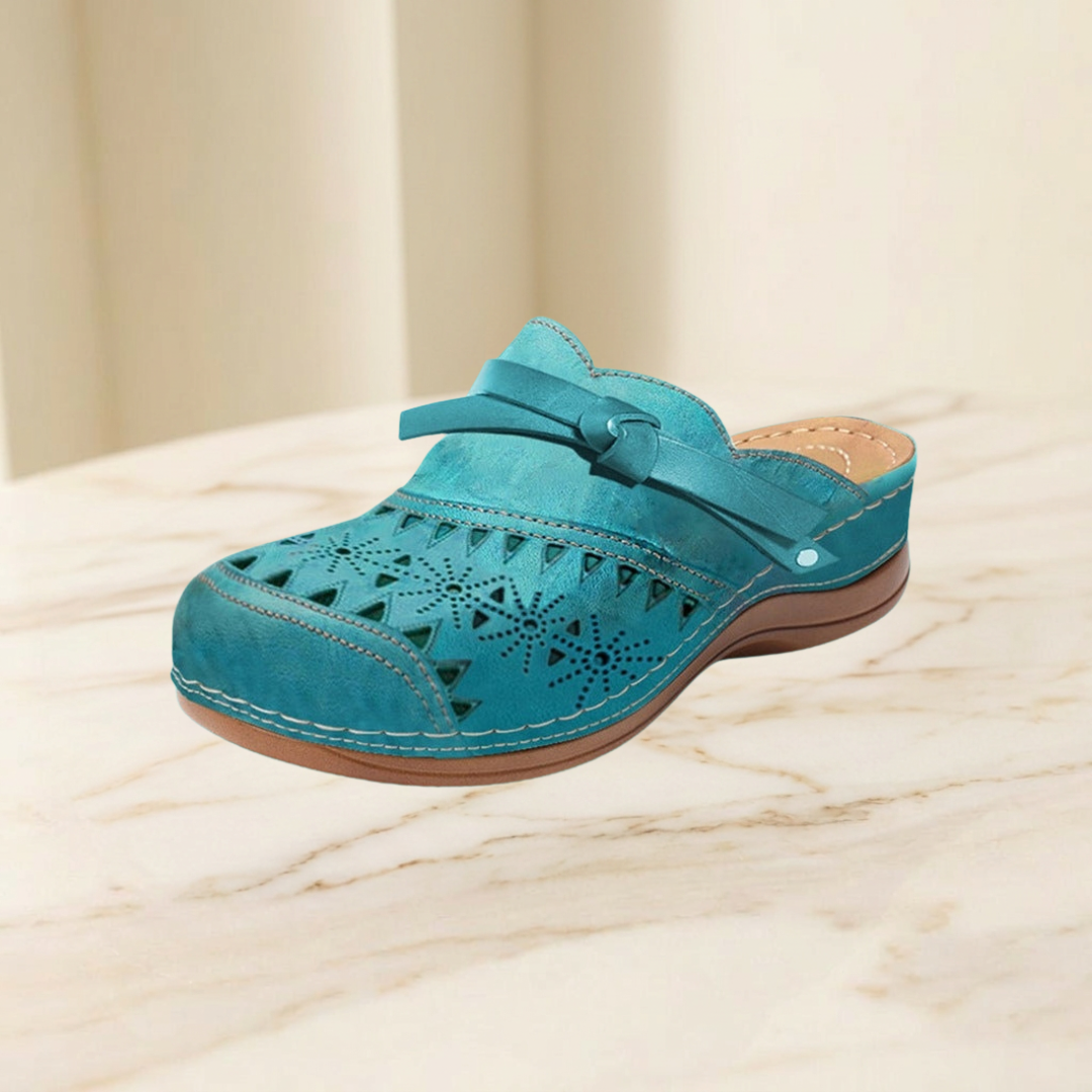 Isabella - Cutout Bow Detail Flat Mules