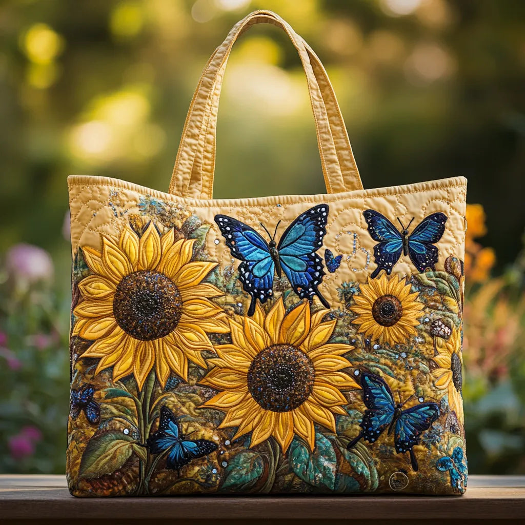 Artisan Tote Bag - Sunflowers and Blue Butterflies