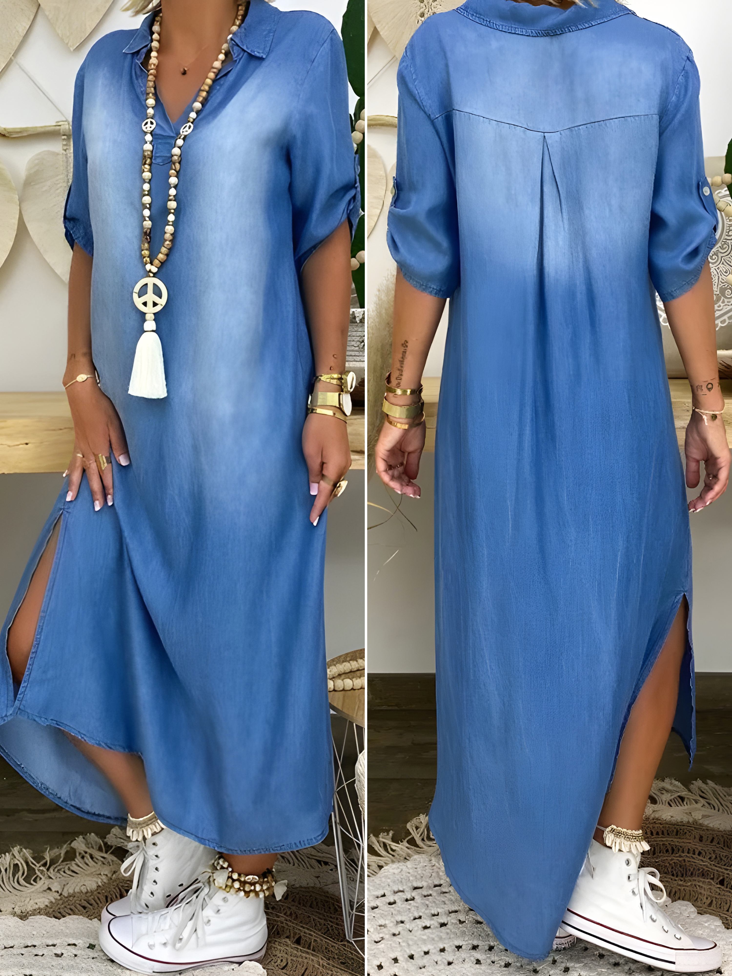 Eliana™ | Elegant Linen Midi Dress