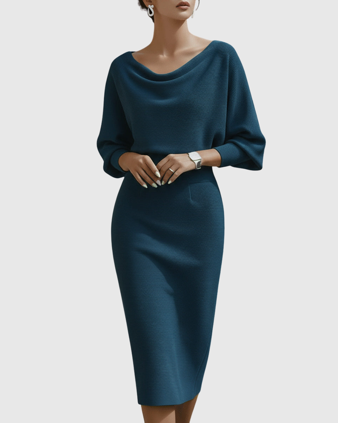 Ismeria | Ivory Flowing Batwing Midi Dress