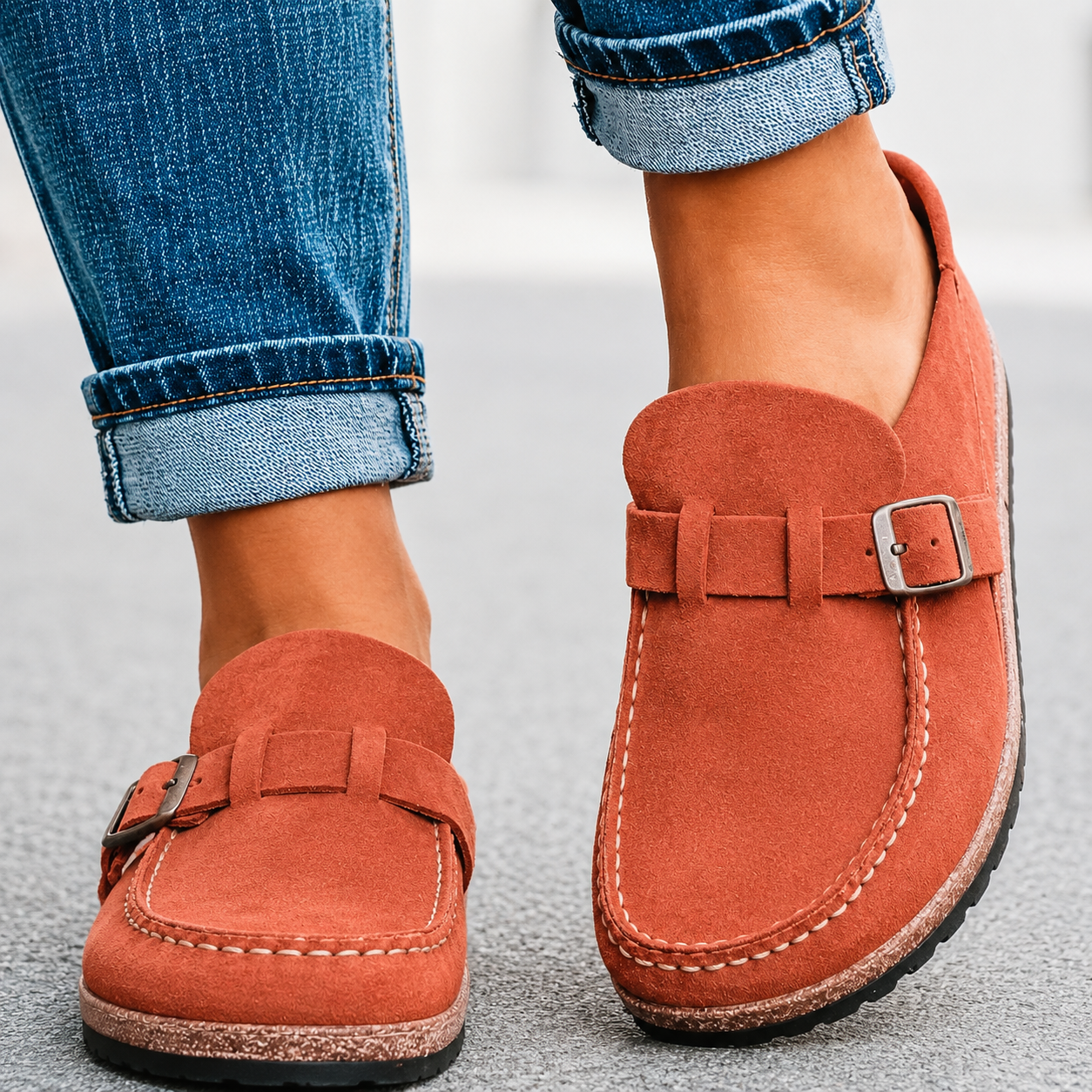 Ember – Suede Buckle Mule