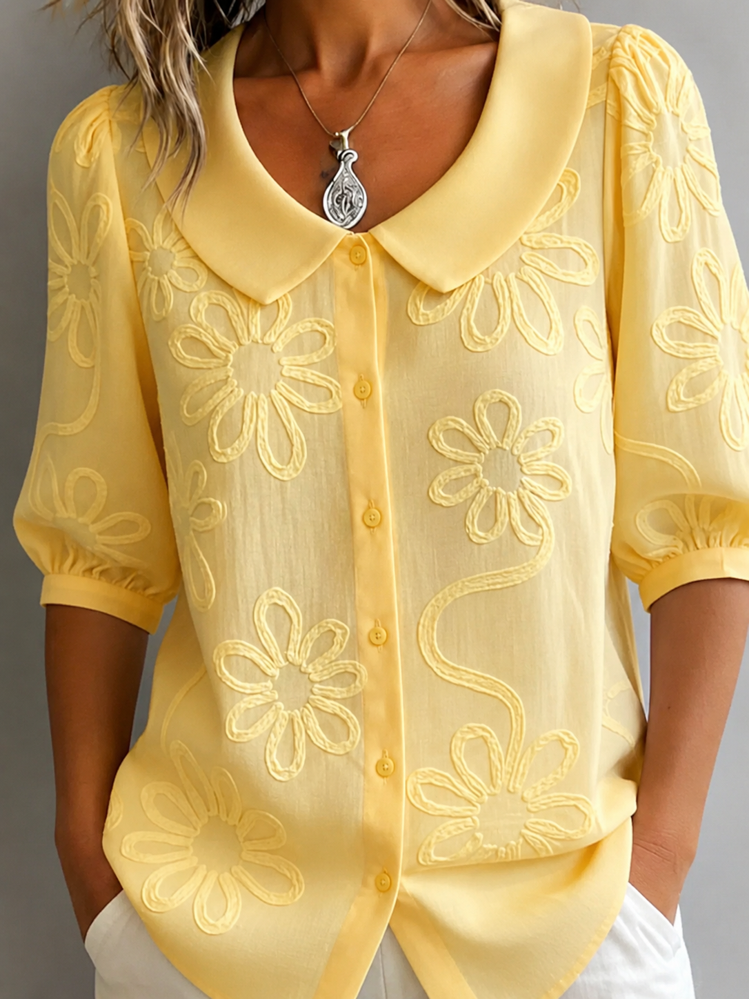 Blerta - Floral Blouse With Natural Elegance