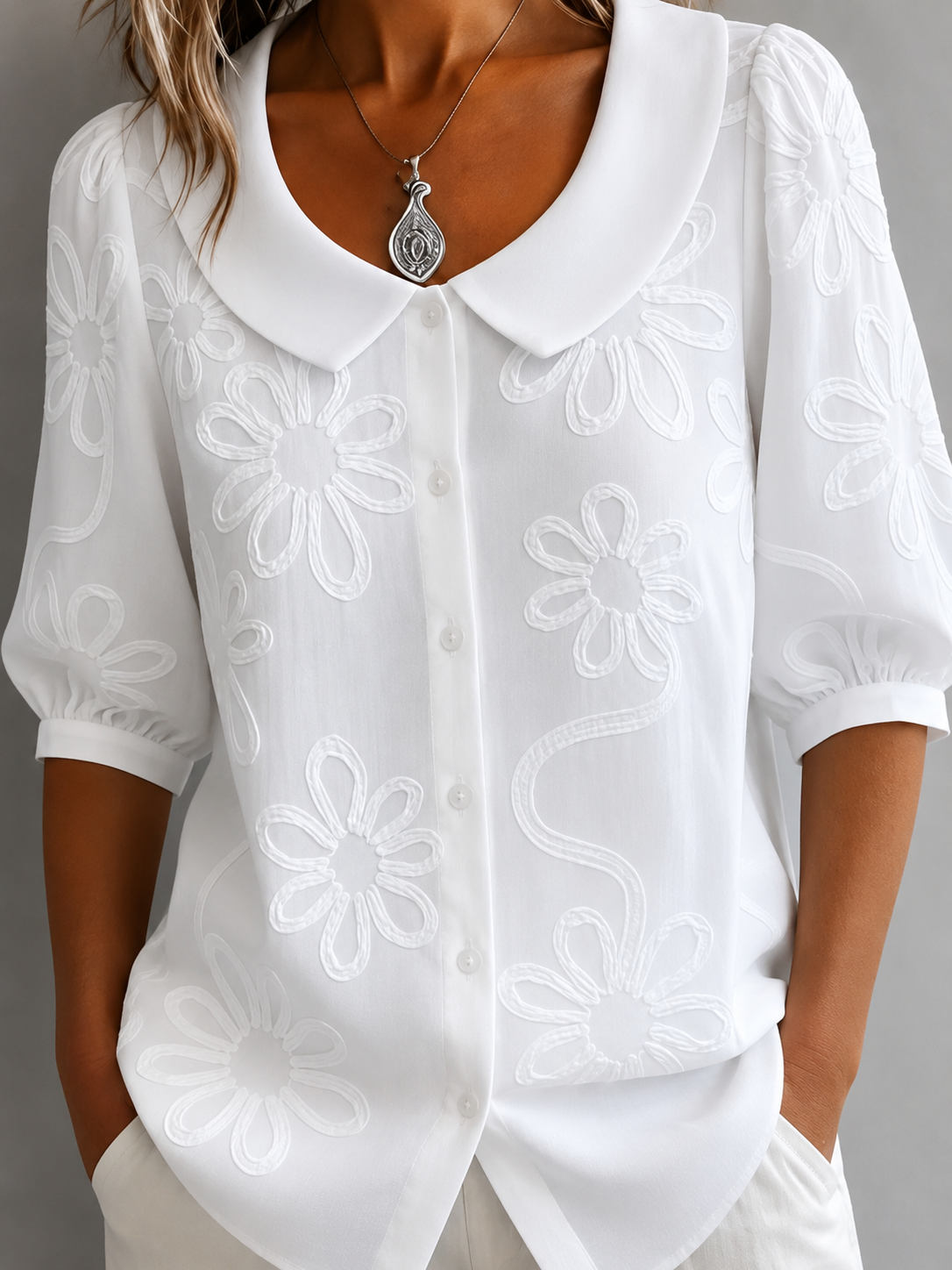 Blerta - Floral Blouse With Natural Elegance