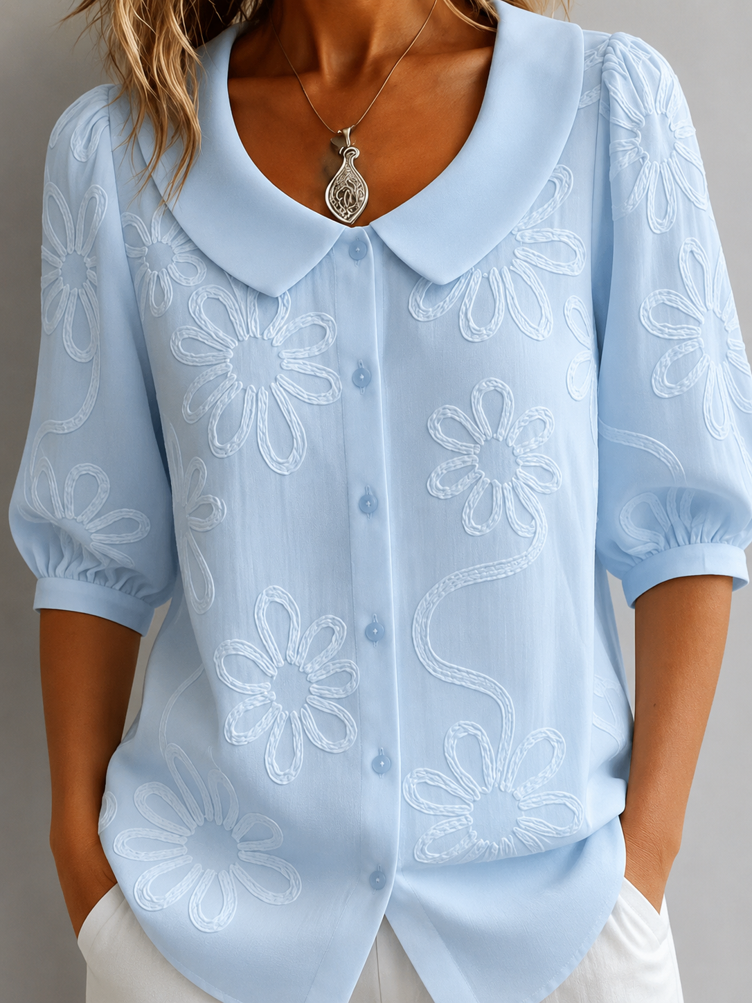 Blerta - Floral Blouse With Natural Elegance