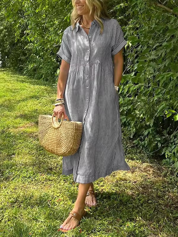 Ishka™ | Checkered Shirt Dress