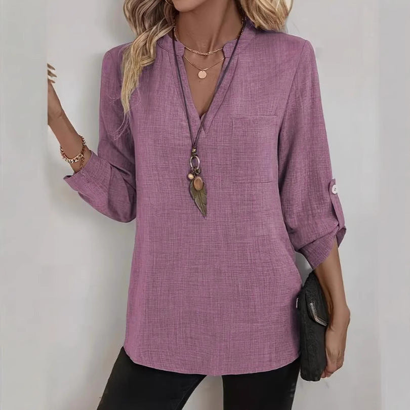 Isabella | Chic Silk/Cotton V-Neck Top