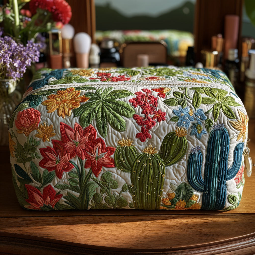 Iris | Cactus Quilted Cosmetic Bag