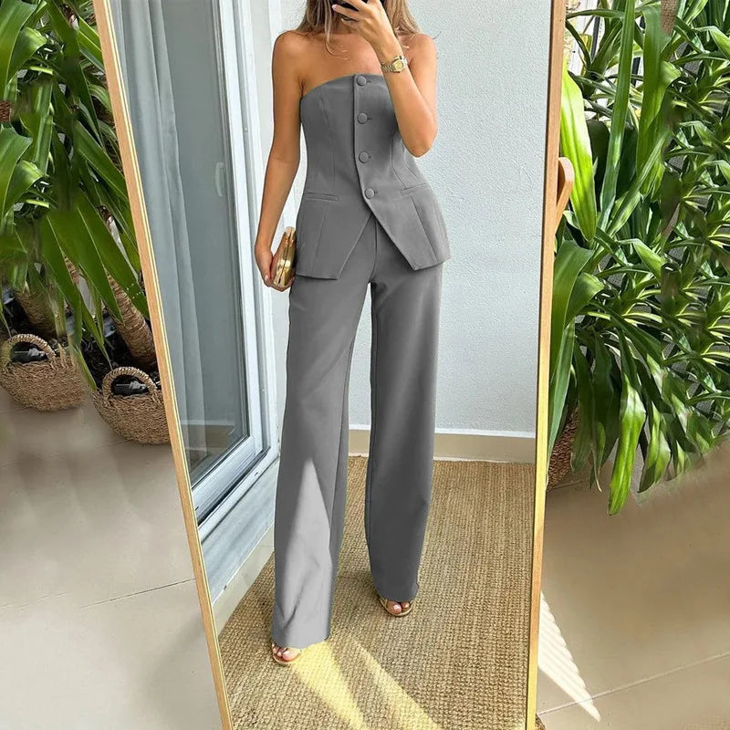 BRIA - Strapless Cropped Top and High-Waisted Skirt Set