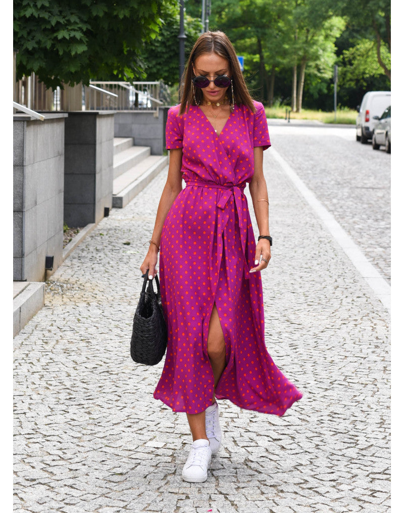 Elena™ | Elegant A-Line Polka Dot Dress