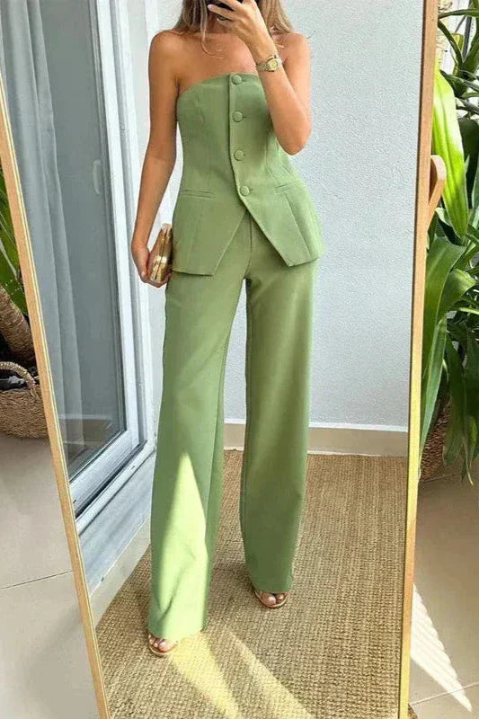 BRIA - Strapless Cropped Top and High-Waisted Skirt Set