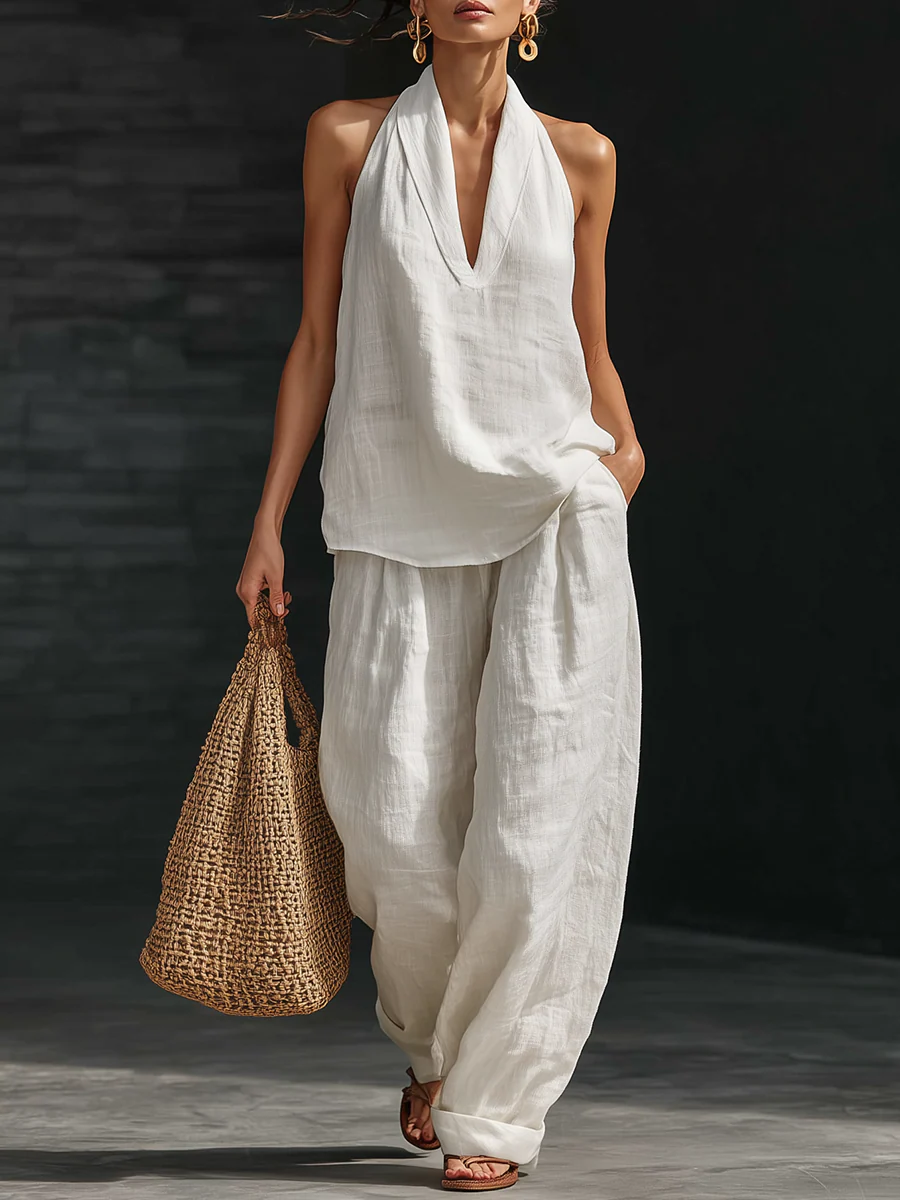 Zoë™ | Sleeveless Ensemble with Flared Trousers