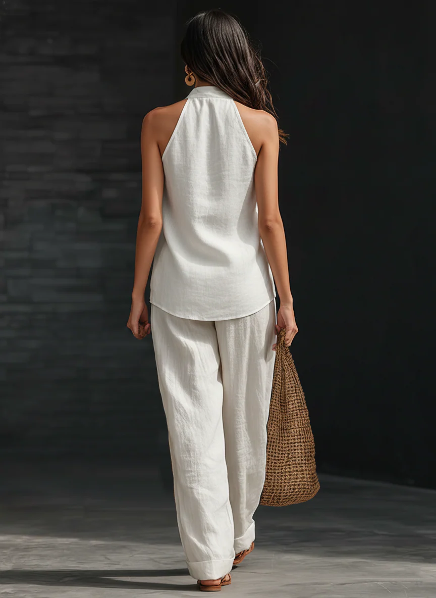 Zoë™ | Sleeveless Ensemble with Flared Trousers