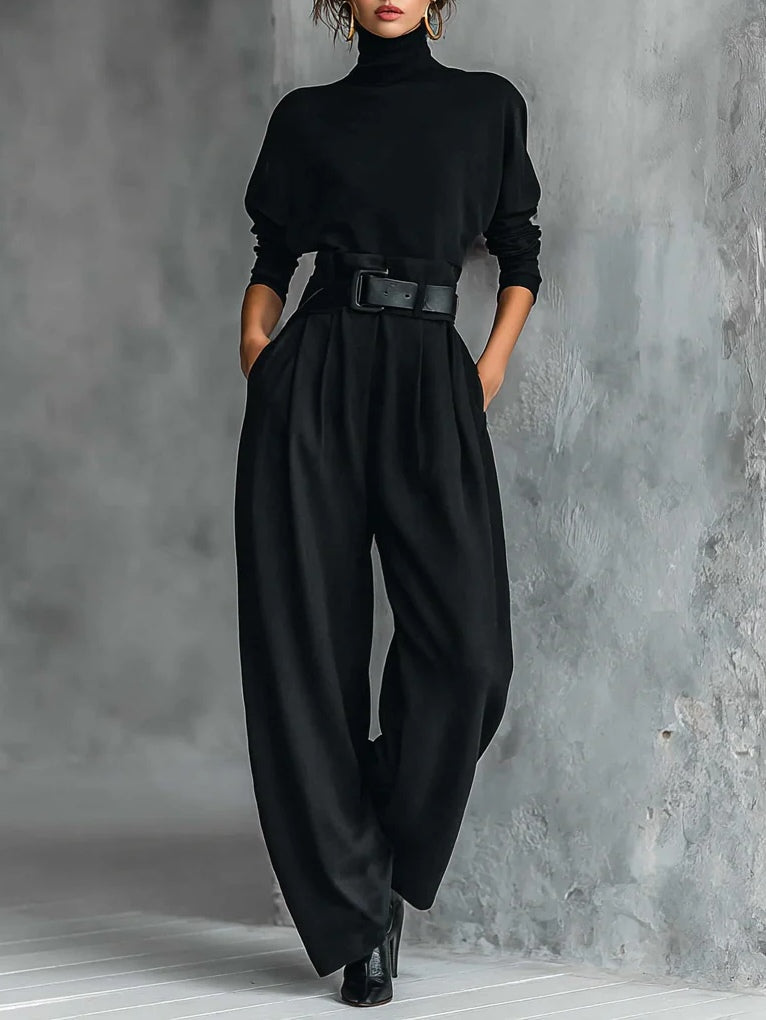 Emma™ | Navy Blue 2-Piece Ensemble with Sash