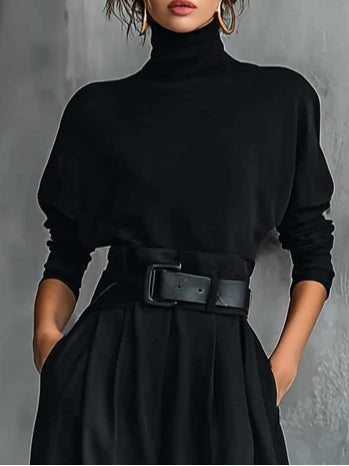 Emma™ | Navy Blue 2-Piece Ensemble with Sash