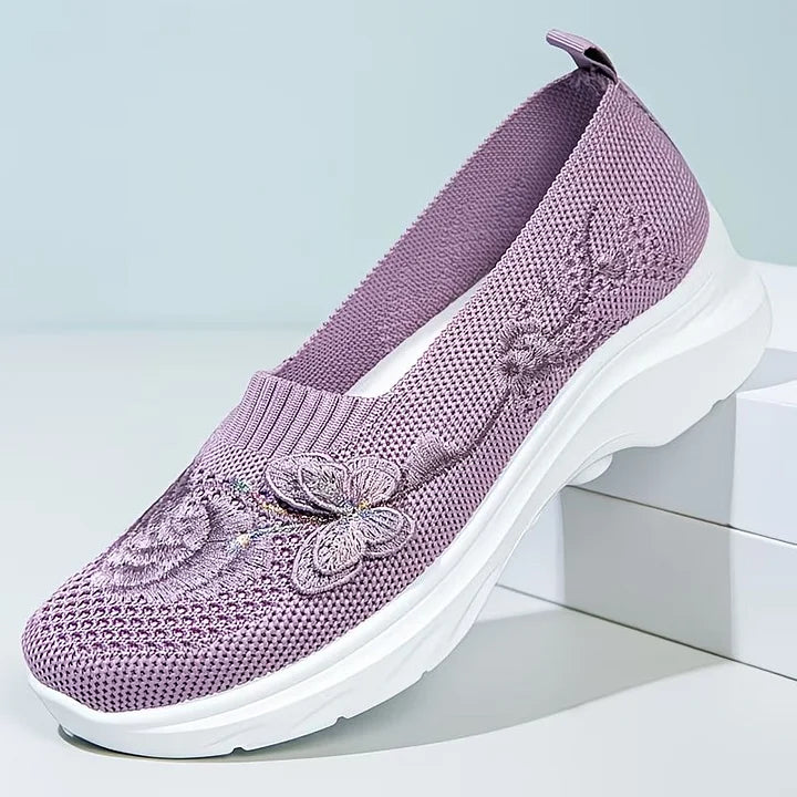 Isabella - Floral Appliqué Slip-Ons