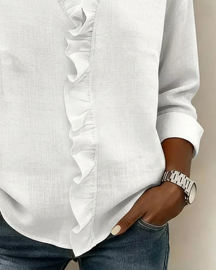 Chic | Top with Pleats, Scoop Neck and Short Sleeves
