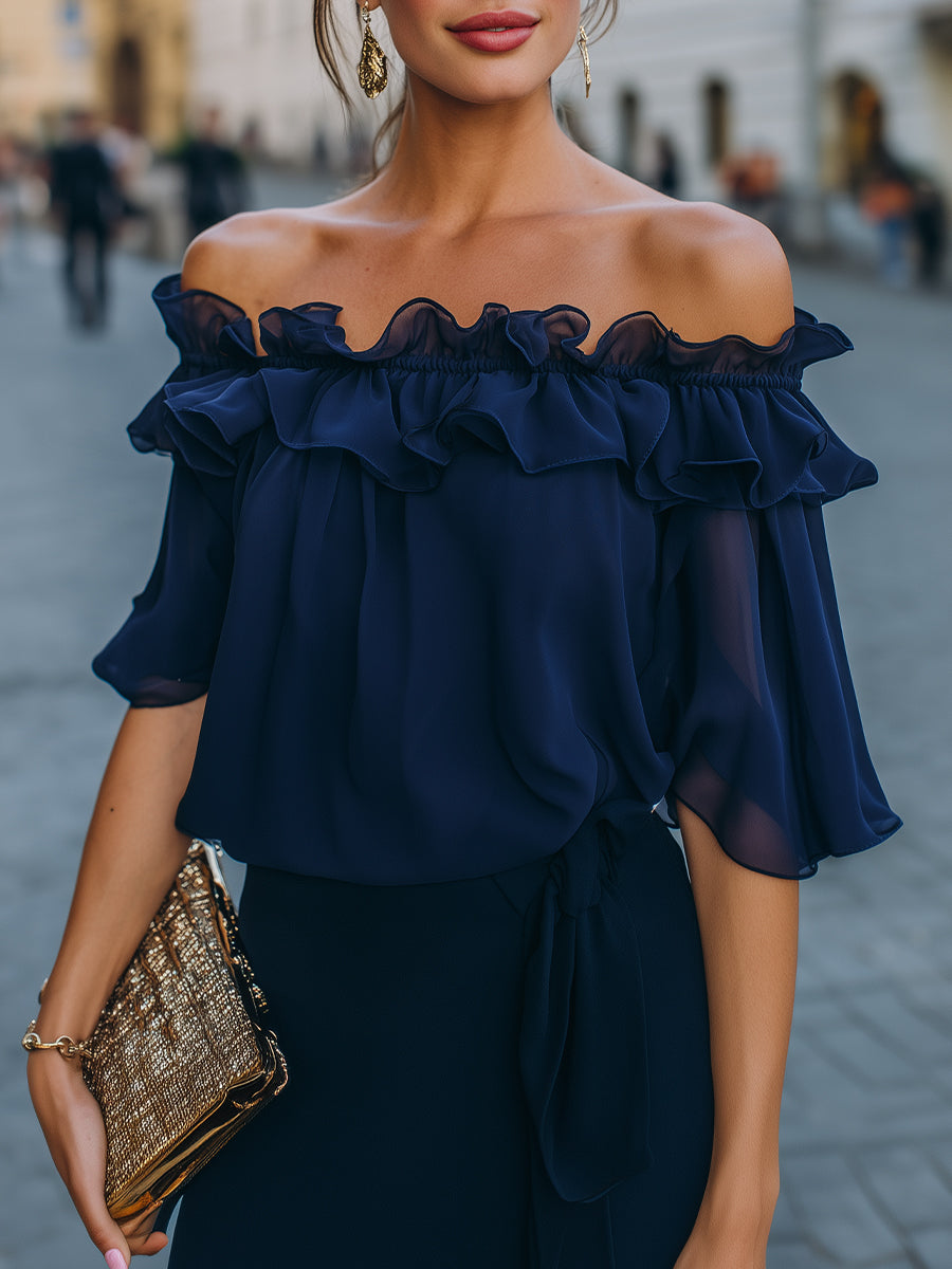 One-Shoulder Layered Silk Blouse
