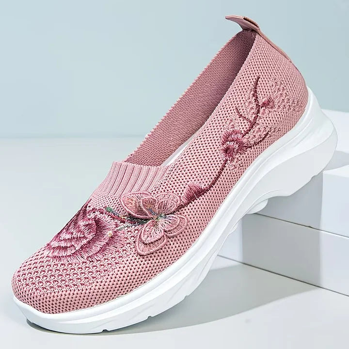 Isabella - Floral Appliqué Slip-Ons