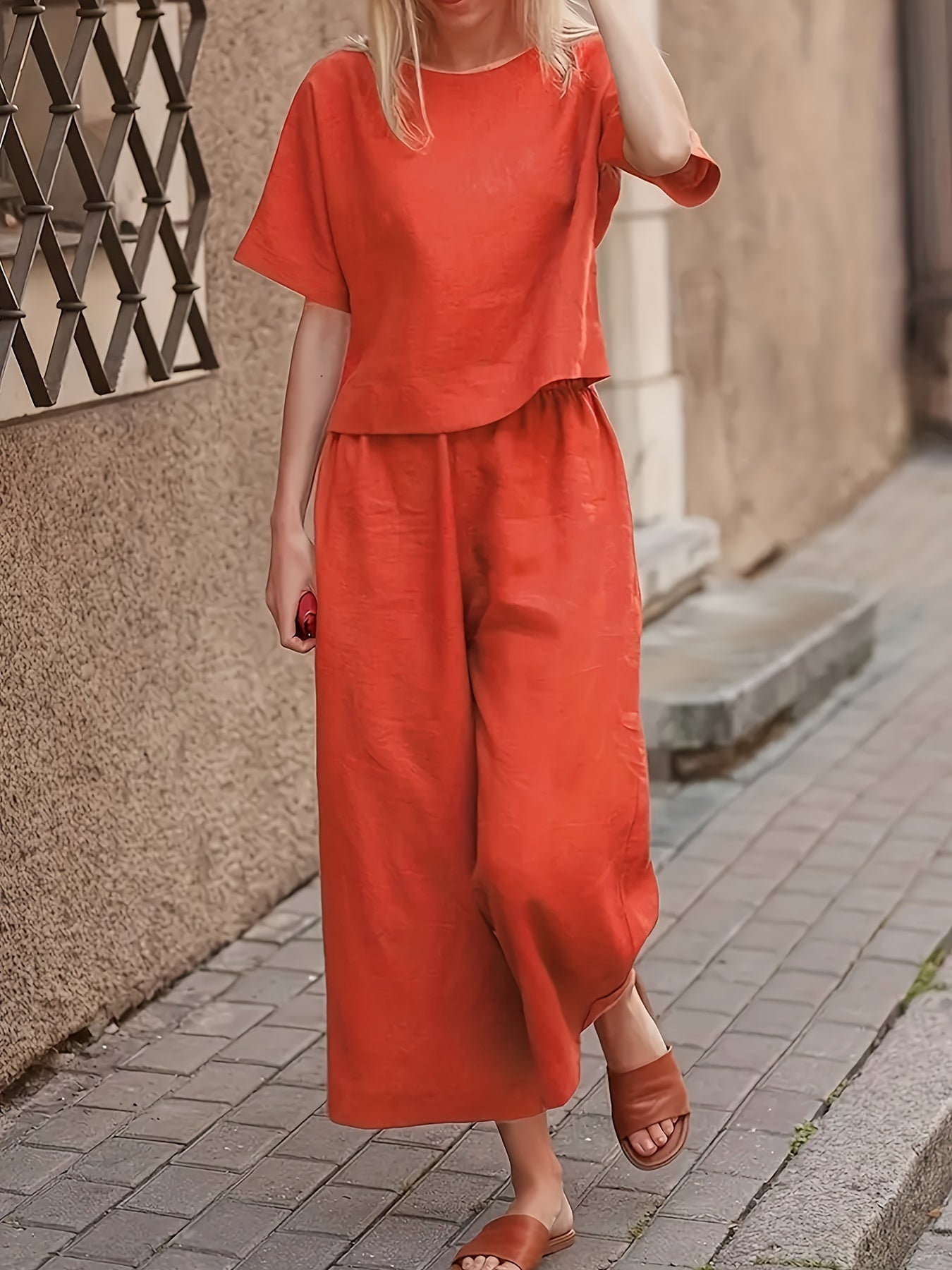 Camille | Cotton-Blend Flared Two-Piece Ensemble