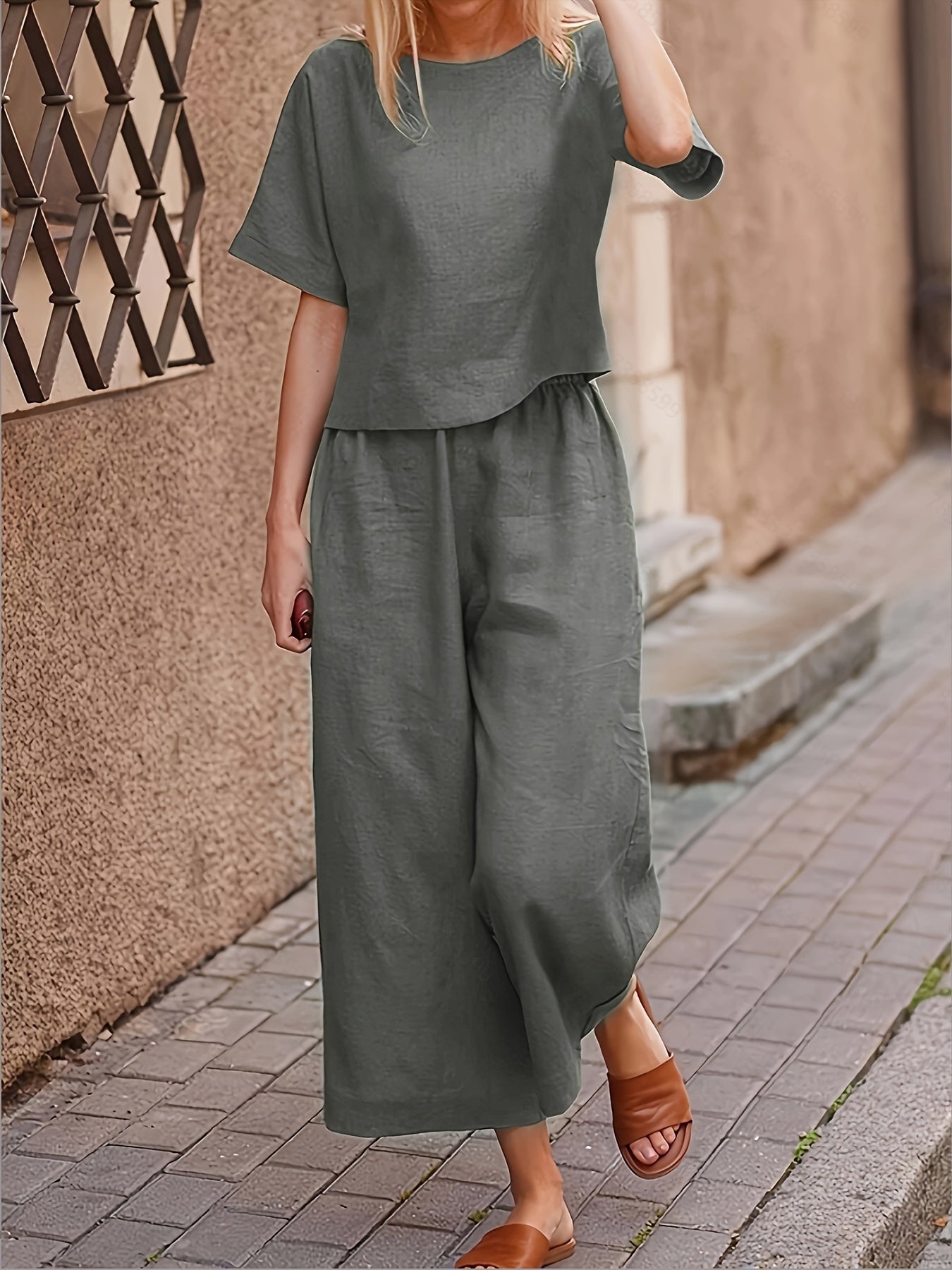 Camille | Cotton-Blend Flared Two-Piece Ensemble