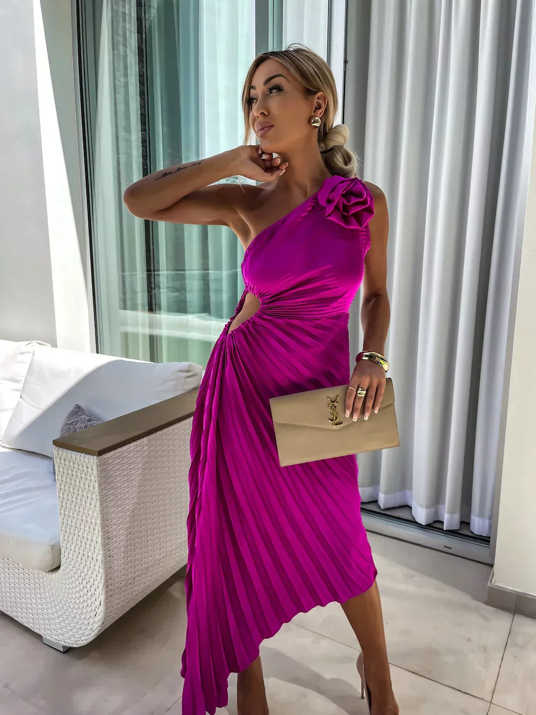 Flora™ | Chic Botanical Asymmetrical Maxi Dress