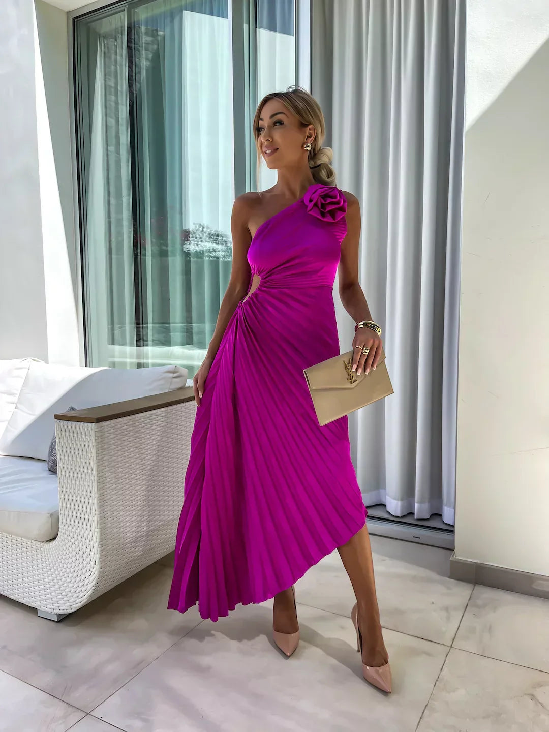 Flora™ | Chic Botanical Asymmetrical Maxi Gown