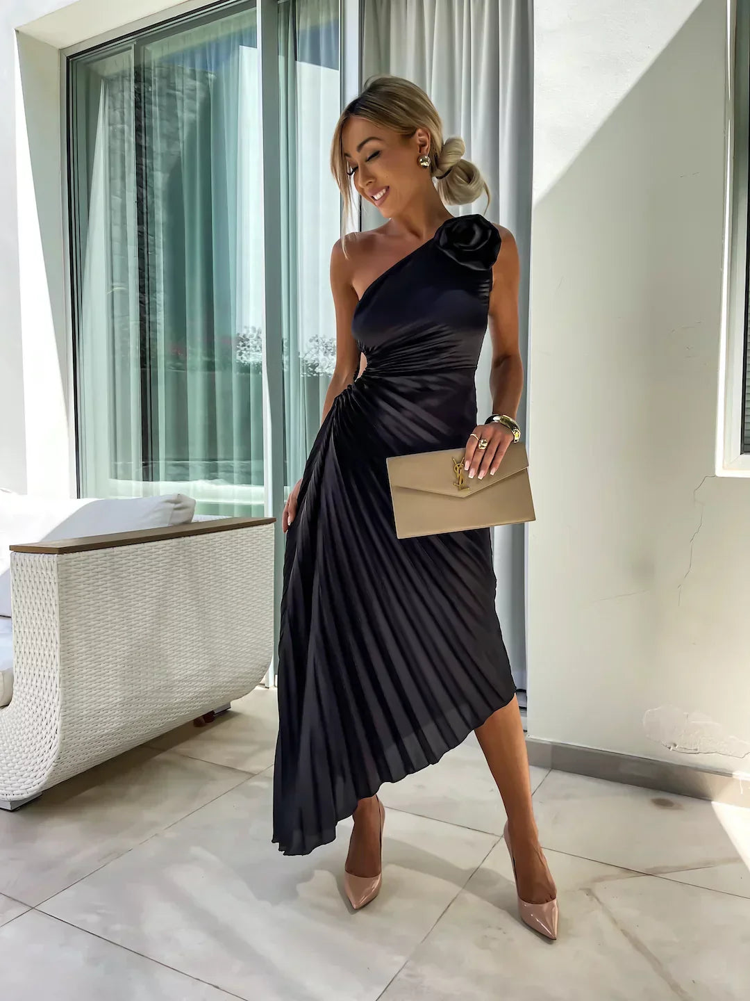 Flora™ | Chic Botanical Asymmetrical Maxi Gown