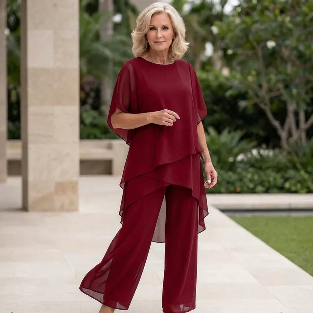 Jasmine | Flowing Blouse with Wide-Leg Trousers
