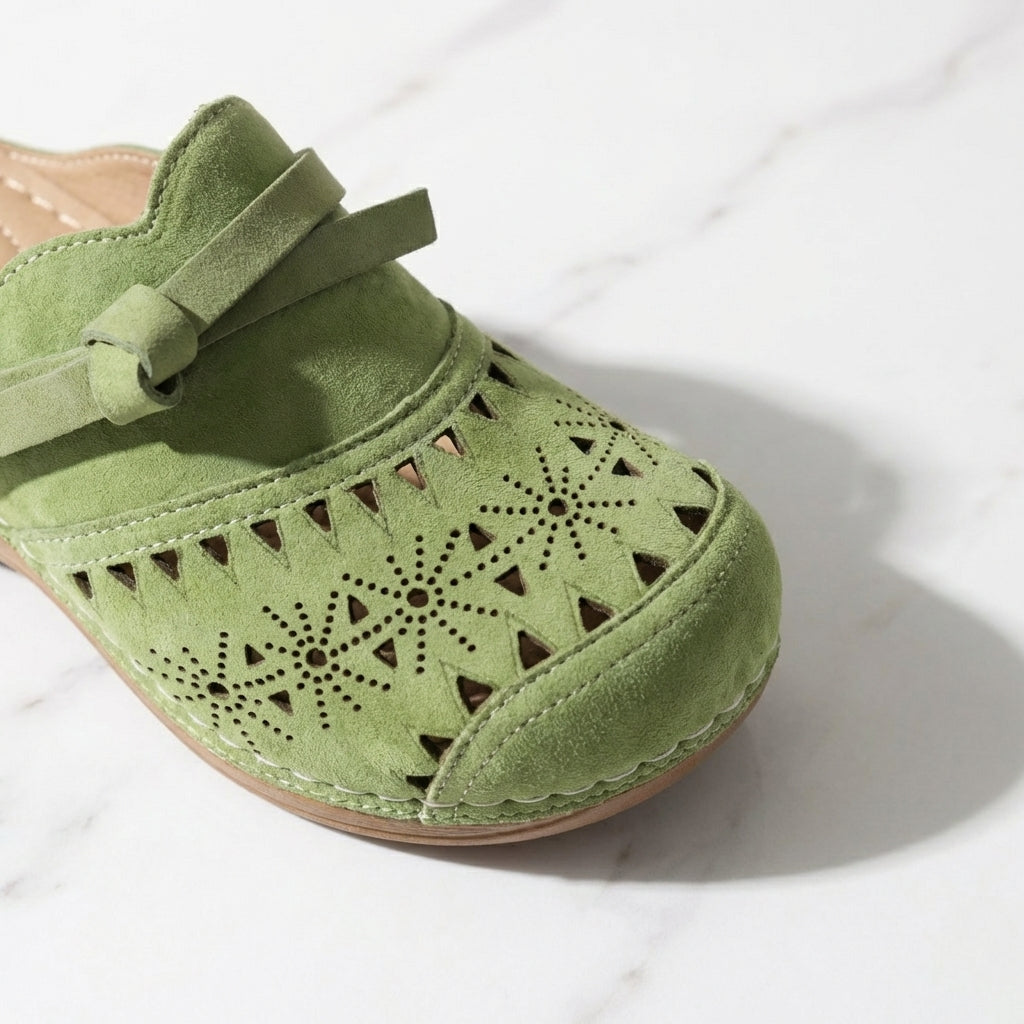 Isabella - Cutout Bow Detail Flat Mules