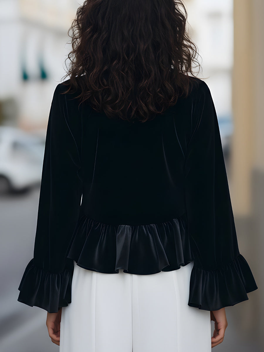 Square Neck Satin Frill-Edge Top