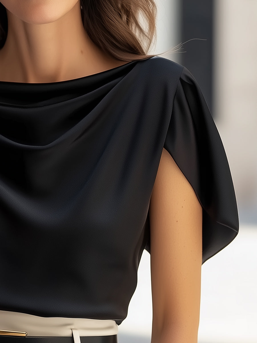 Timeless Silk Drape Cap Sleeve Top