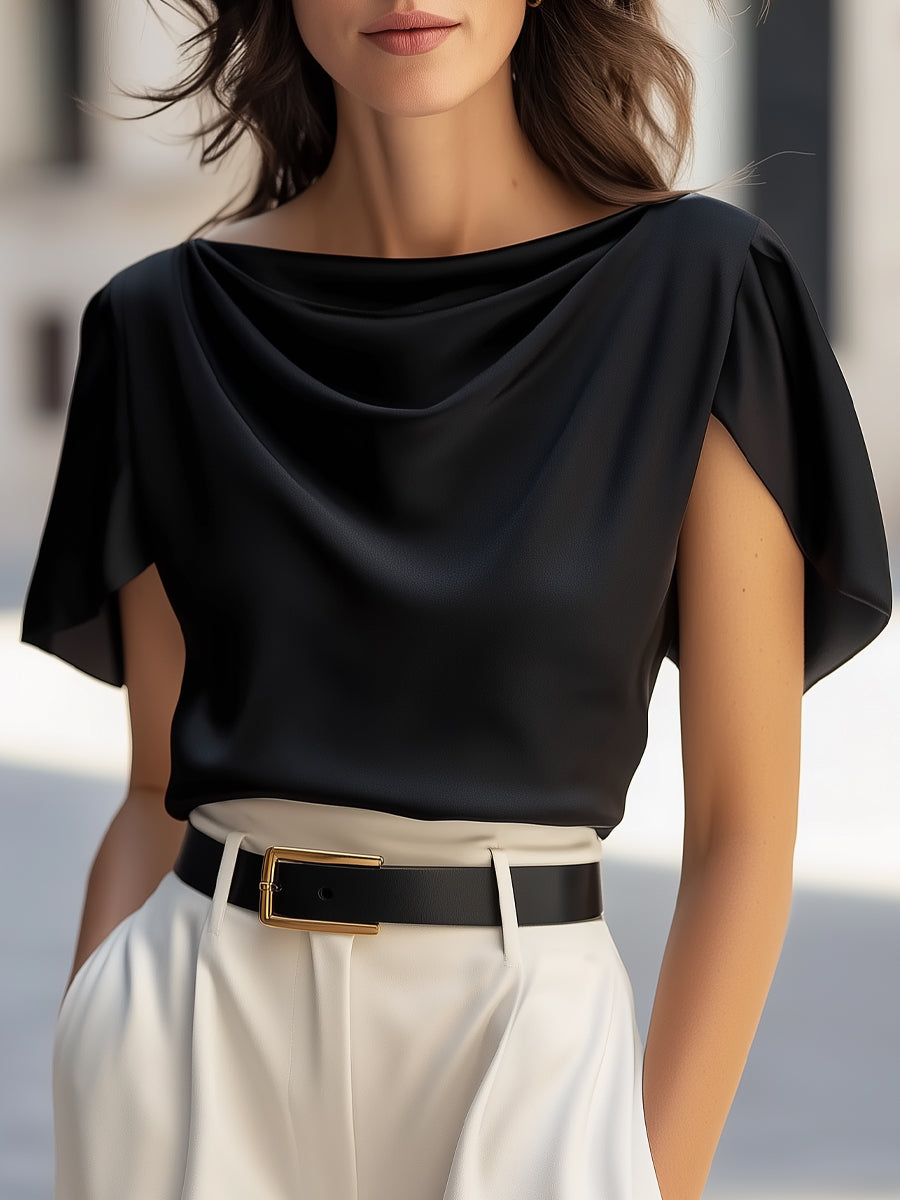 Timeless Silk Drape Cap Sleeve Top