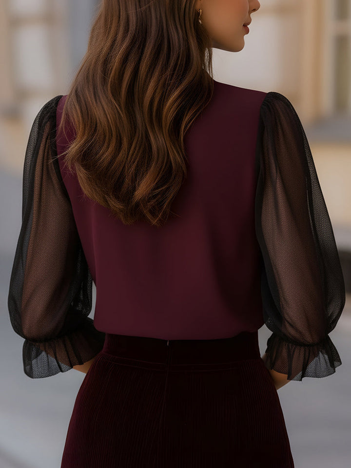 Lightweight Ruffled Sleeve Button-Down Top