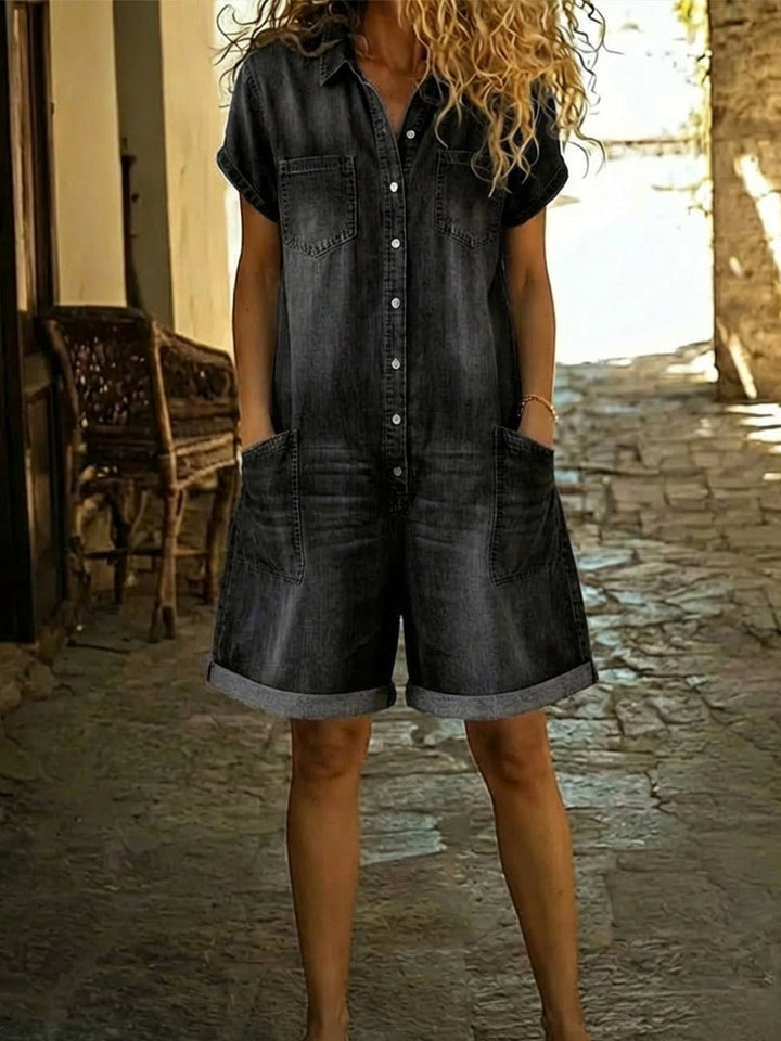 Paola | Denim Jumpsuit with Front Buttons