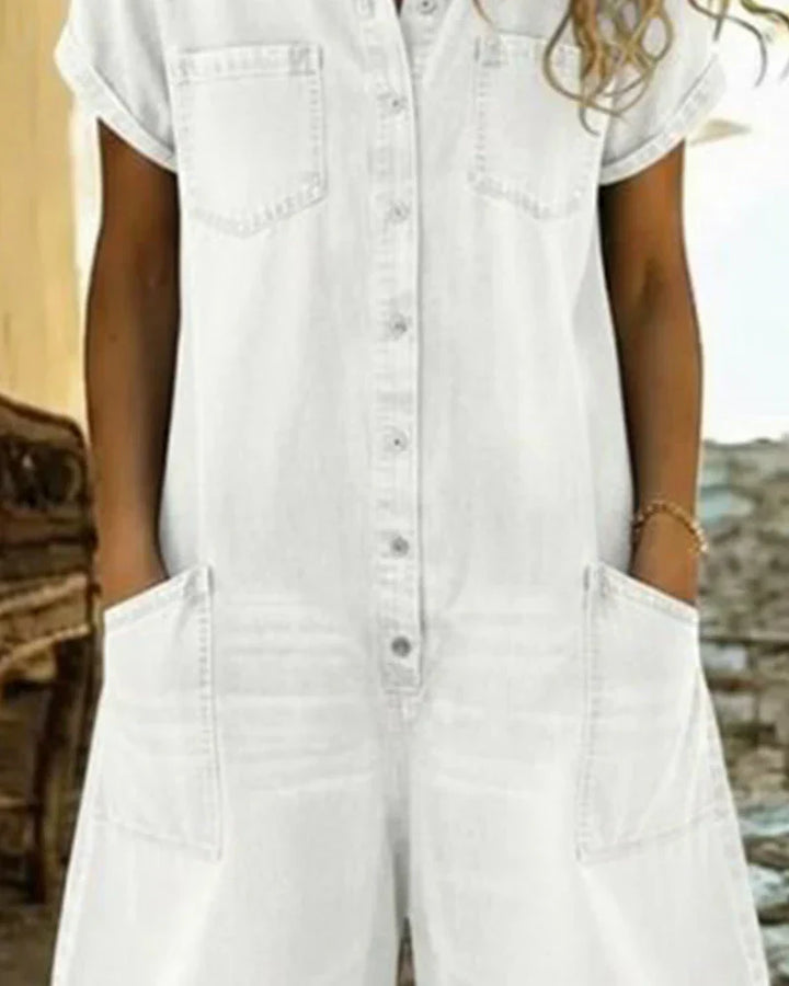 Paola | Denim Jumpsuit with Front Buttons